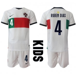 Portugal Ruben Dias #4 Gostujuci Dres za Dječji SP 2022 Kratak Rukavima (+ kratke hlače)